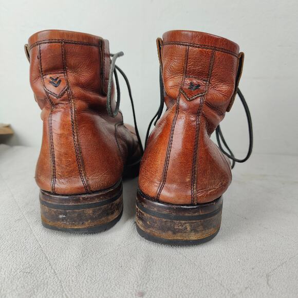 John Varvatos Bowery Spectator Boots Mens 10 Cognac Brown‎ Lace Up Combat - Picture 5 of 8